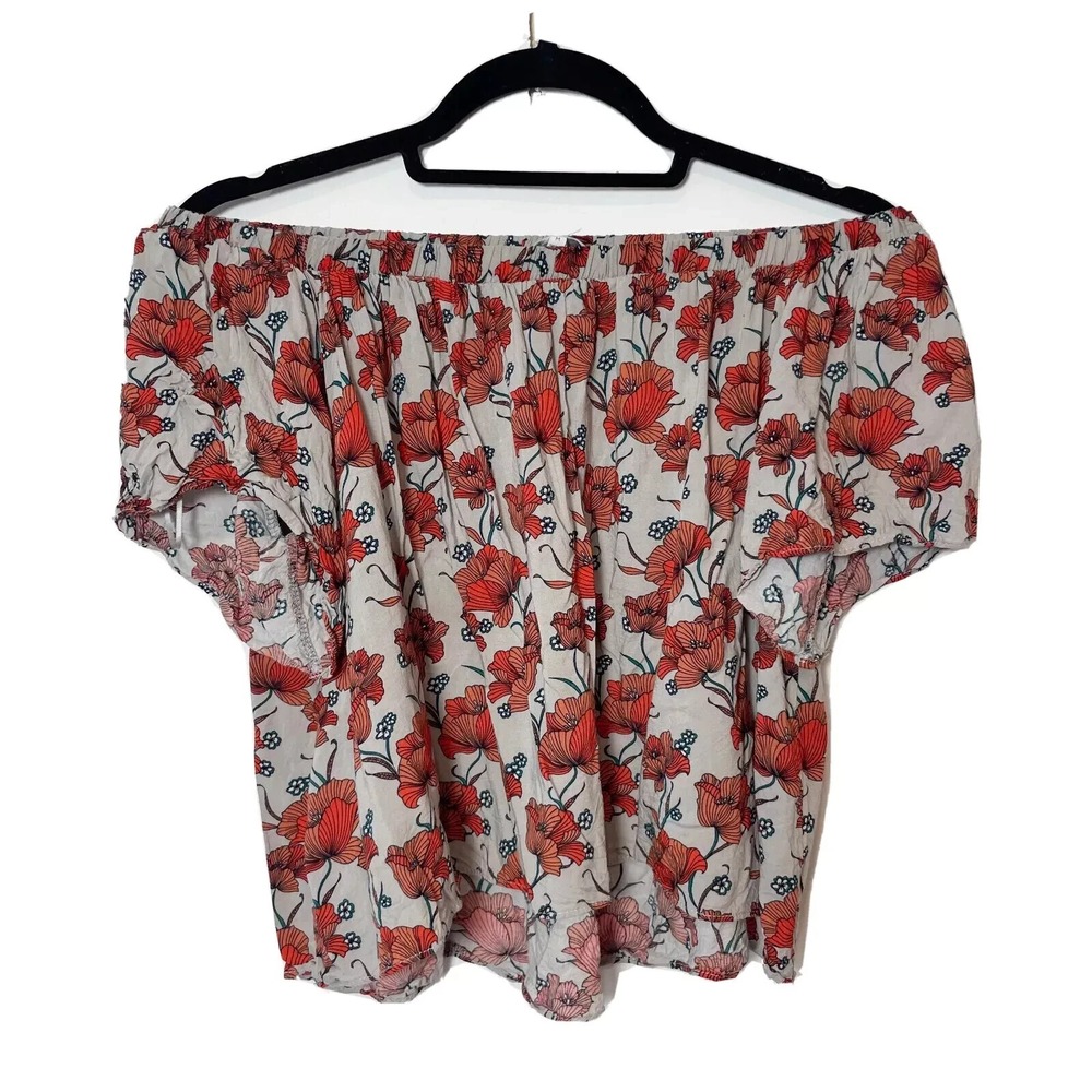 ASTRโ The Label Off Shoulder Cropped Top Womens Size M Red Floral AT11565
